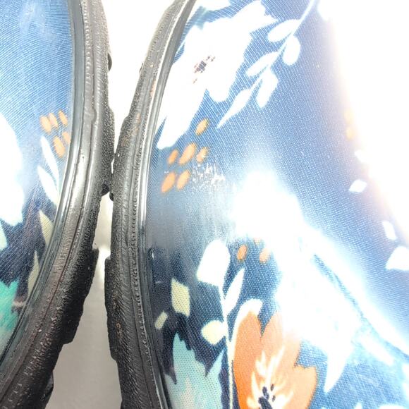 SLOGGERS Waterproof Gardening Clogs Women's 9 Made In USA Floral Fun Blue - Picture 5 of 7